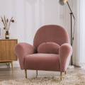 Hot sale nordic living room pink velvet sofa chair with stuffing upholstery for wedding using